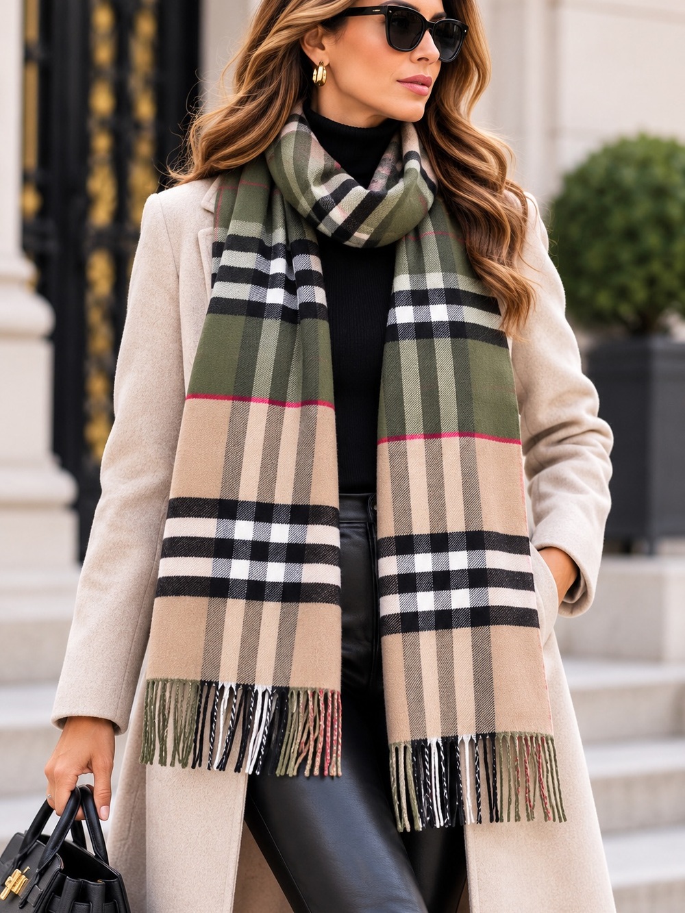 New Without Tags – Cashmere & Silk Plaid Scarf